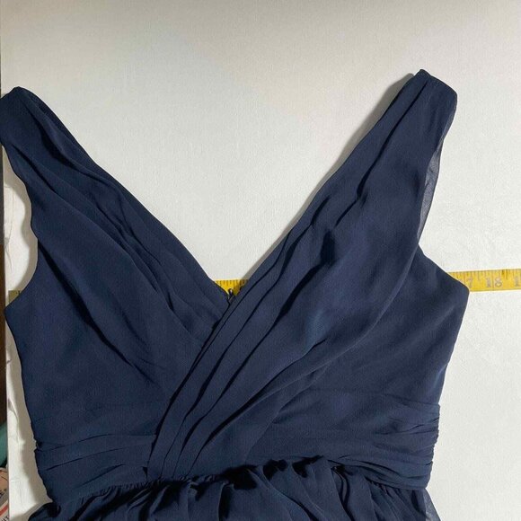 Dessy‎ Collection Gown Womens 8 Blue Sleeveless Draped Chiffon Maxi Bridesmaid - Picture 11 of 13